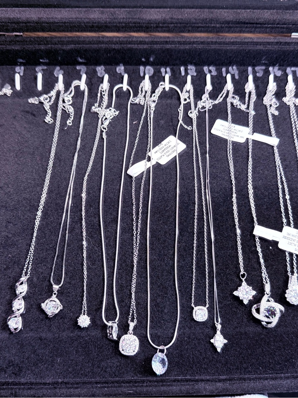VVS GRA certified Mossinate pendants on sterling silver and white gold chains